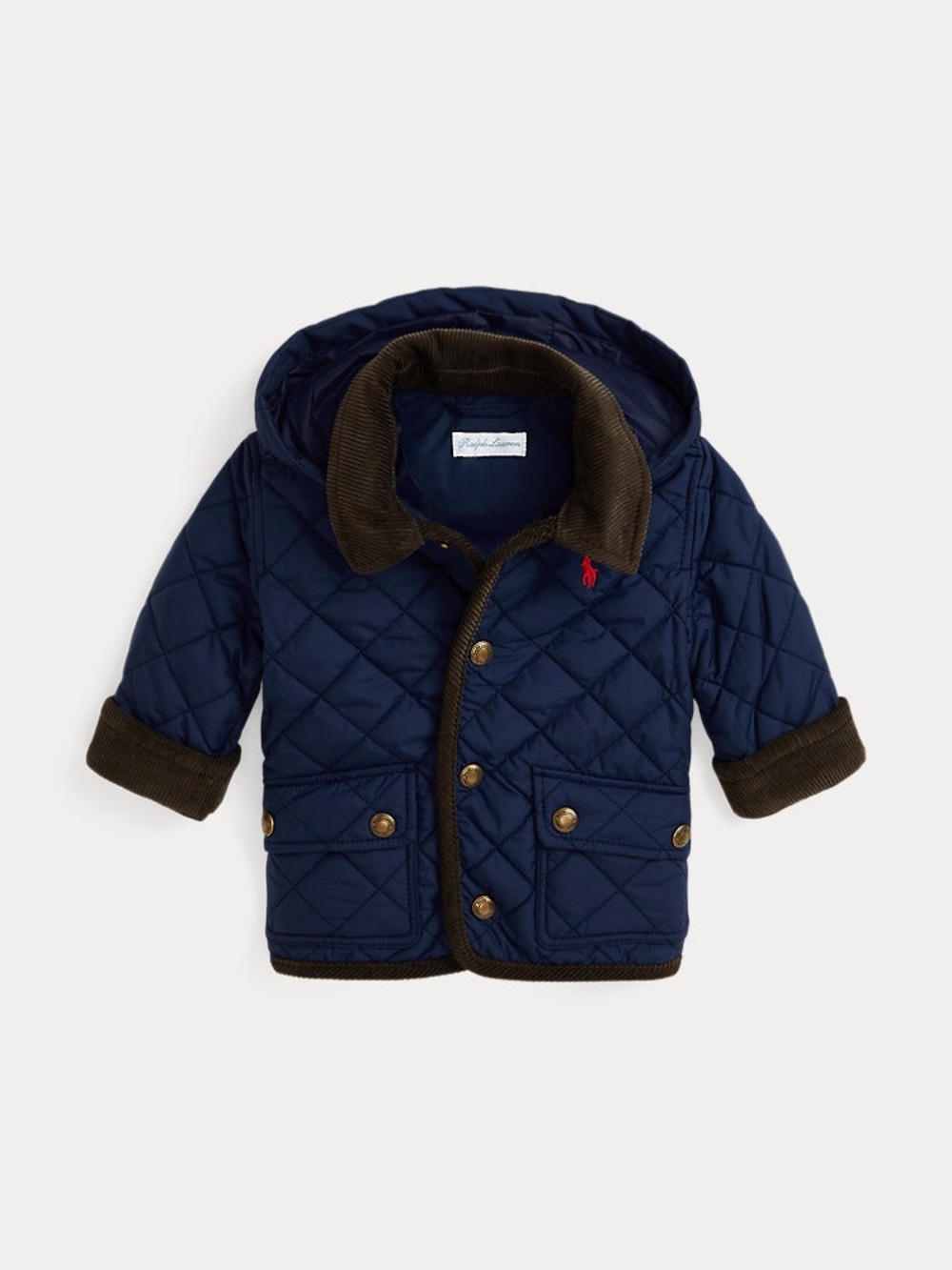 Ralph Lauren Navy Quilted Hooded Barn Jacket size 9 months